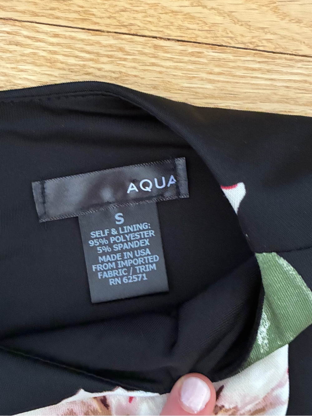 NWOT! Aqua (Bloomingdale’s) Black Dress with Floral Design - Picture 2 of 4